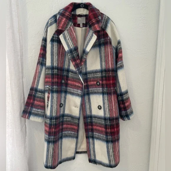 ASOS Red and Blue Plaid Trench Coat - Picture 11 of 16